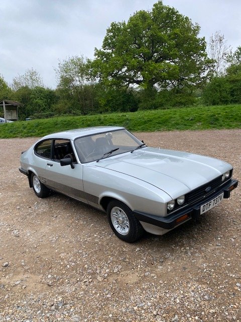Silver Ford Capri 3.0 S classic wedding car